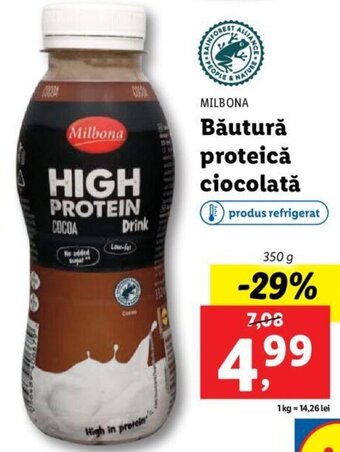 Lidl Milbona băutură proteică ciocolată 350g Ofertă