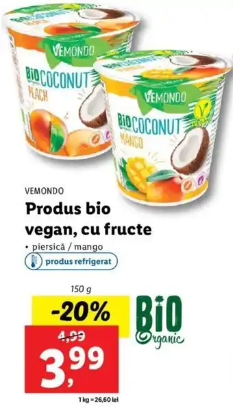 Lidl Vemondo produs bio vegan cu fructe piersică / mango 150g Ofertă