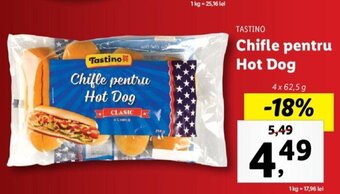 Lidl Tastino chifle pentru hot dog 4 x 62.5g Ofertă