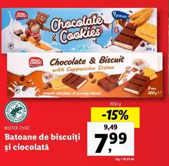 Lidl Mister choc batoane de biscuiți și ciocolată 300g Ofertă