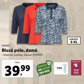Lidl Esmara bluză polo damă material bumbac elastan 1 buc Ofertă