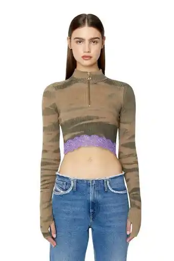Diesel Cropped turtleneck with lace trim Ofertă