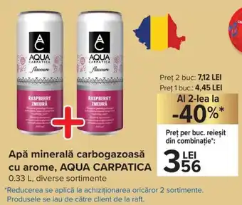 Carrefour Aqua Carpatica Apă minerală carbogazoasă cu arome 0.33 L diverse sortimente Ofertă