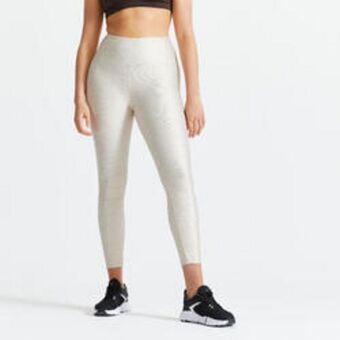 Decathlon Colanţi 100 fitness cardio talie înaltă bej damă Ofertă