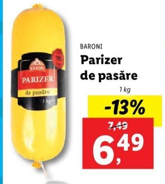 Lidl Baroni parizer de pasăre 1kg Ofertă