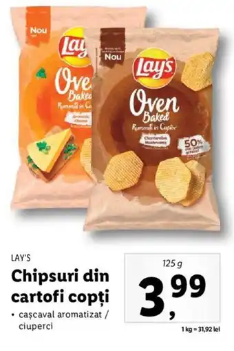 Lidl Lay's chipsuri din cartofi copți cașcaval aromatizat / ciuperci 125 Ofertă