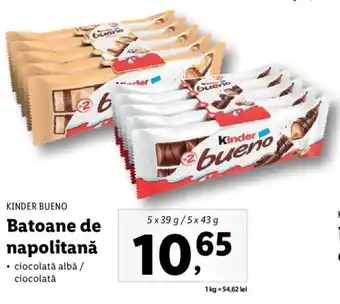 Lidl Kinder bueno batoane de napolitană ciocolată albă / ciocolată 5 x 39g / 5 x 43g Ofertă