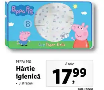 Lidl Peppa pig hârtie igienică 3 straturi 8 role Ofertă