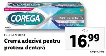 Lidl Corega neutro cremă adezivă pentru proteza dentară 40g Ofertă