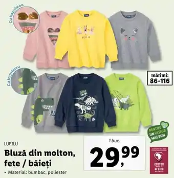 Lidl Lupilu bluză din molton fete / băieți 1 buc Ofertă