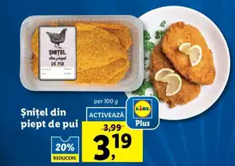 Lidl Șnițel din piept de pui 100g Ofertă