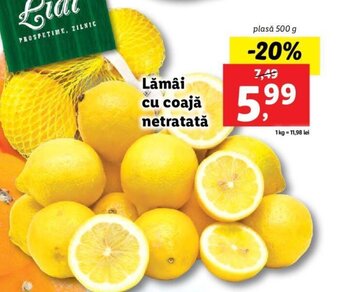 Lidl Lidl piața lămâi cu coajă netratată plasă 500g Ofertă