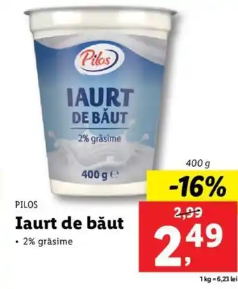 Lidl Pilos iaurt de băut 2% grăsime 400g Ofertă