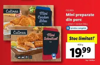 Lidl Culinea mini preparate din porc șnițel / cordon bleu 400g Ofertă