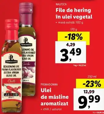 Lidl Primadonna ulei de măsline aromatizat chilli / usturoi 250ml Ofertă
