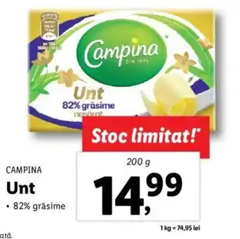 Lidl Campina unt 82% grăsime 200g Ofertă