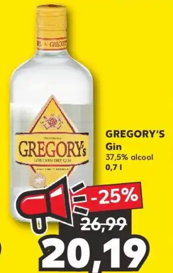 Kaufland Gregory's gin 37,5% 0,7l Ofertă