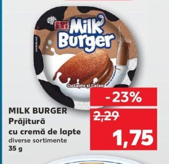 Kaufland Milk burger prăjitură cu cremă de lapte 35g Ofertă