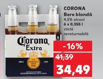 Kaufland Corona bere blondă 4,5% 6x0,355l Ofertă
