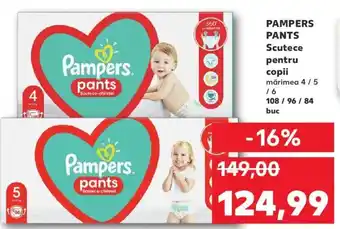 Kaufland Pampers pants scutece copii 108 / 96 / 84 buc Ofertă