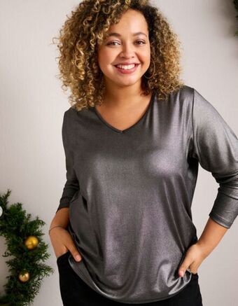 Takko Femei bluză de corp cu mânecă lungă - țesătură cu sclipici Ofertă