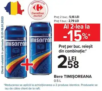 Carrefour Market Timișoreana bere 0.5l Ofertă