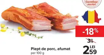 Carrefour Market Piept de porc afumat per 100g Ofertă