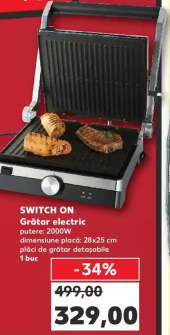 Kaufland Switch on grătar electric puture 2000w dimensiune placă 28x25cm plăci de grătar detașabile 1 buc Ofertă