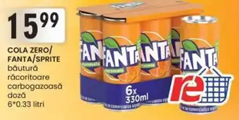 Cola Zero / Fanta / Sprite băutură răcoritoare carbogazoasă doză 6*0.33 litri