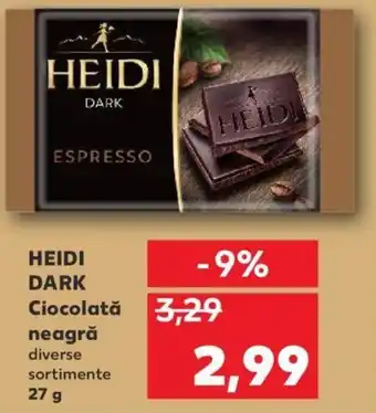 Kaufland Heidi dark ciocolată neagră diverse sortimente 27g Ofertă