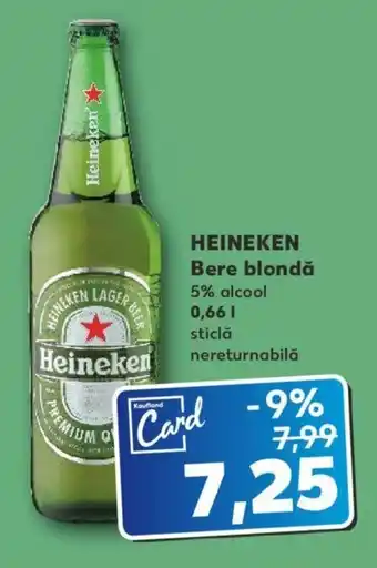 Kaufland Heineken bere blondă 5% 0,66l Ofertă