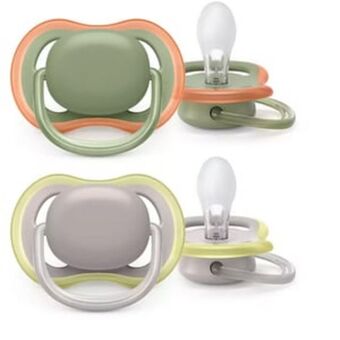 Suzeta philips avent ultra air scf085/20, 6 luni+, 2 buc, verde inchis-gri