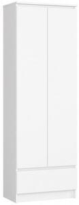 Dulap, placa laminata, 1 sertar, 4 rafturi, 2 usi, alb, 60x35x180 cm