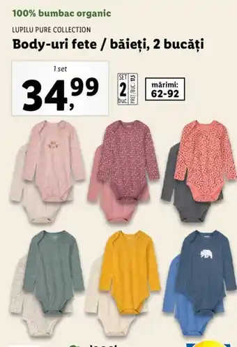 Lidl Lupilu pure collection body-uri fete / băieți 2 bucăți 1 set Ofertă