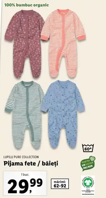 Lidl Lupilu pure collection pijama fete / băieți 1 buc Ofertă
