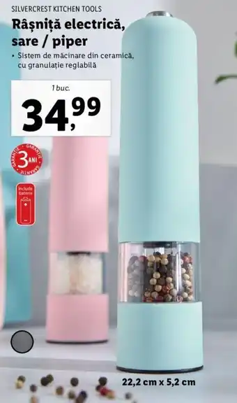 Lidl Silvercrest kitchen tools râșniță electrică sare / piper sistem de măcinare din ceramică cu granulație reglabilă 1 buc Ofertă