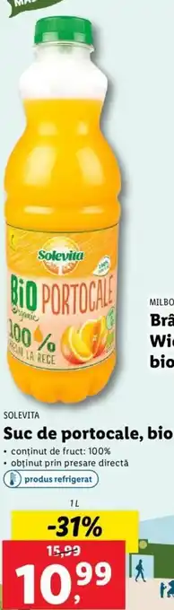 Lidl Solevita suc portocale bio conținut de fruct 100% obținut prin presare directă 1l Ofertă