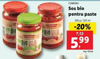 Lidl Combino sos bio pentru paste 350g / 325ml Ofertă