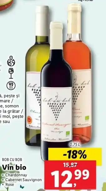 Lidl Bob cu bob vin bio chardonnay cabernet sauvignon rose 0.75l Ofertă