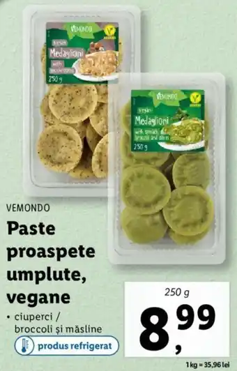 Vemondo paste proaspete umplute vegane ciuperci / broccoli și măsline 250g