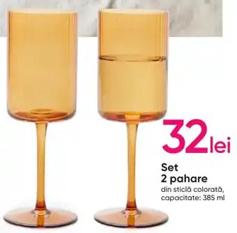 Pepco Set 2 pahare din sticlă colorată 385ml Ofertă