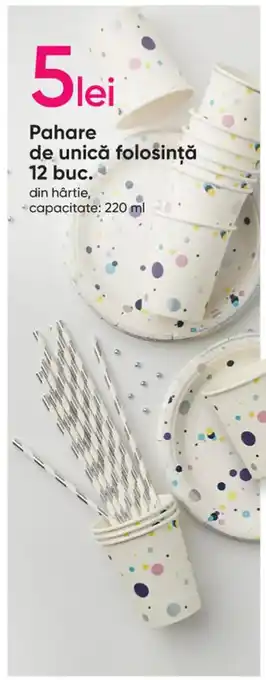 Pahare de unică folosință 12 buc hârtie 220ml