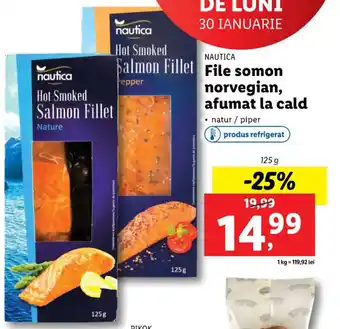 Lidl Nautica file somon norvegian afumat la cald natur / piper 125g Ofertă