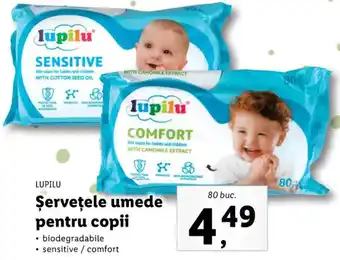 Lidl Lupilu șervețele umede pentru copii biodegradabile senstive / comfort 80 buc Ofertă