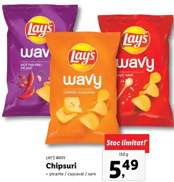 Lidl Lay's wavy chipsuri picante / cașcaval / sare 130g Ofertă