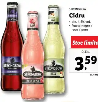 Lidl Strongbow cidru alc 4.5% fructe negre / rose / pere 0.33l Ofertă