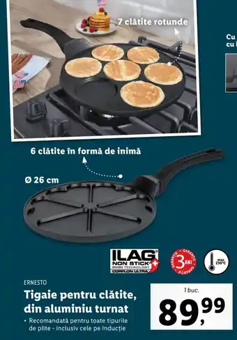 Lidl Ernesto tigaie pentru clătite din aluminiu turnat recomandată pentru toate tipurile de plite - inclusiv cele pe inducție 1buc Ofertă