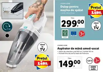 Lidl Livarno home aspirator de mână mână umed-uscat praf 400ml lichide 150ml 7.4v 2200mAh Ofertă
