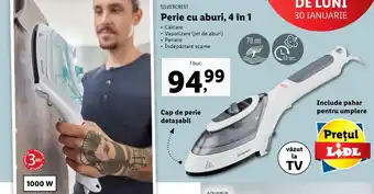 Lidl Silvercrest perie cu aburi 4 în 1 călcare vaporizare periere îndepărtare scame 70ml 1000w 1 buc Ofertă
