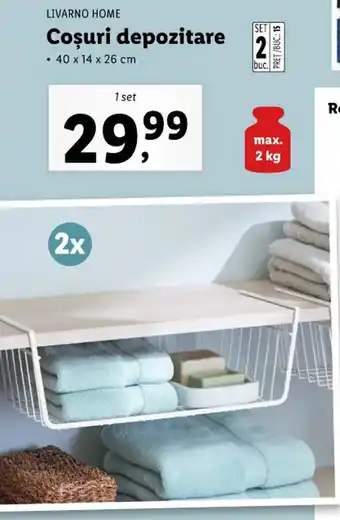 Lidl Livarno home coșuri depozitare 40 x 14 x 26 cm max 2kg 1 set Ofertă